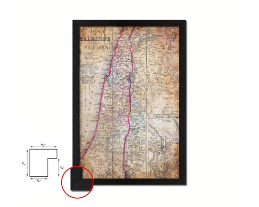 Palestine Israel Jerusalem Antique Map Wood Framed Print Art Wall Decor Gifts