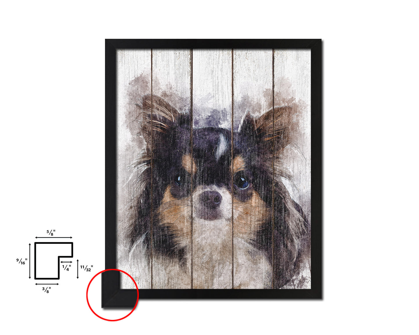 Chihuahua Dog Puppy Portrait Framed Print Pet Watercolor Wall Decor Art Gifts