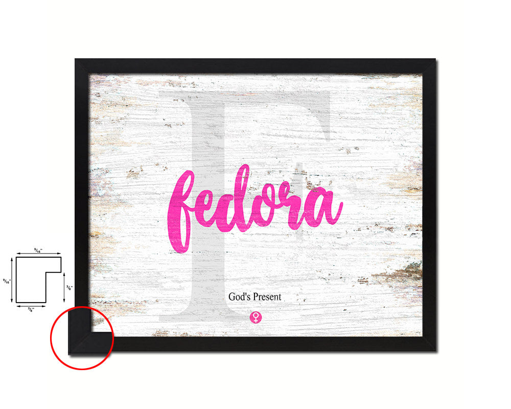 Fedora Personalized Biblical Name Plate Art Framed Print Kids Baby Room Wall Decor Gifts