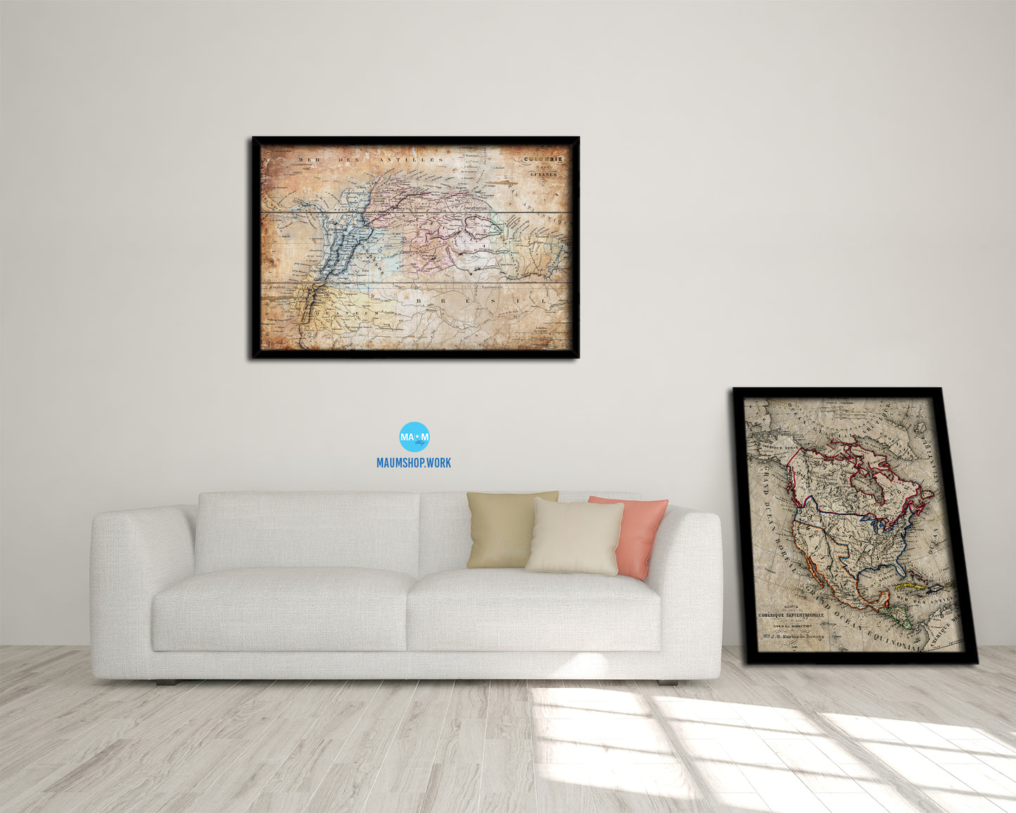 Colombia Venezuela Guyana Antique Map Framed Print Art Wall Decor Gifts