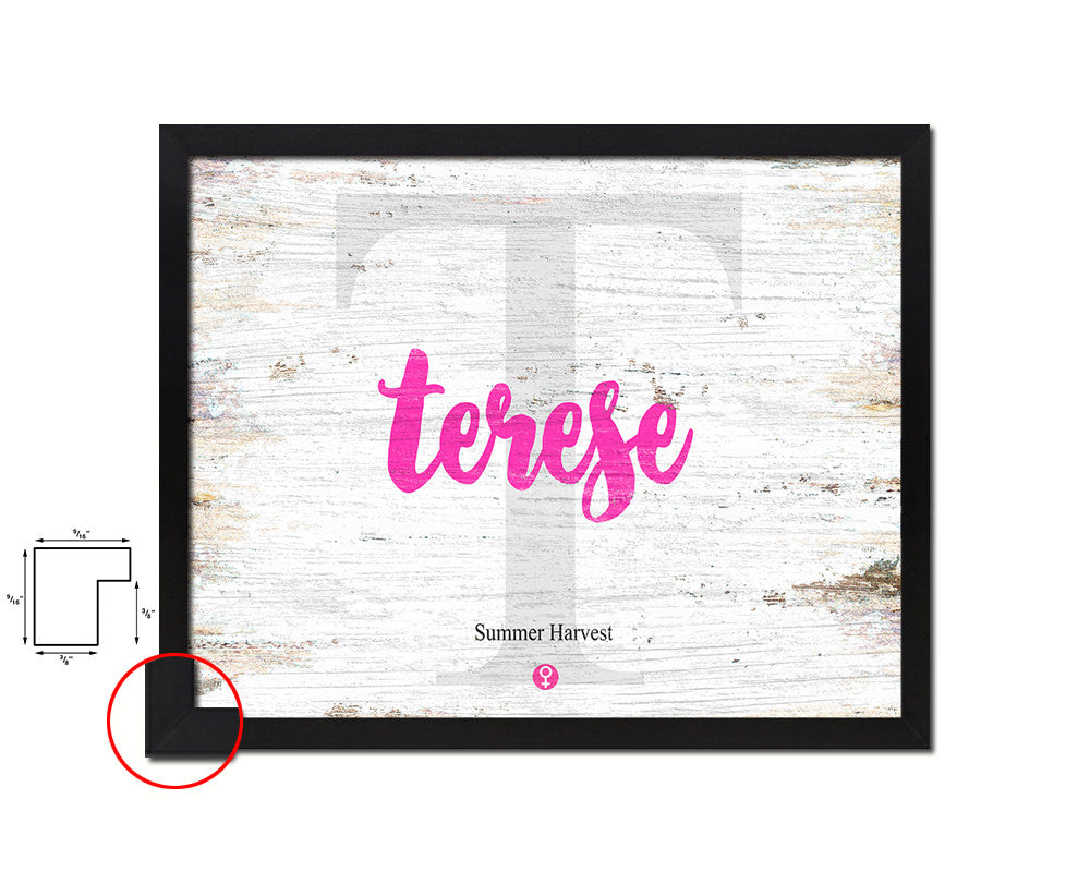 Terese Personalized Biblical Name Plate Art Framed Print Kids Baby Room Wall Decor Gifts