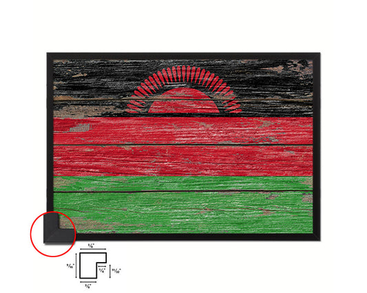 Malawi Country Wood Rustic National Flag Wood Framed Print Wall Art Decor Gifts