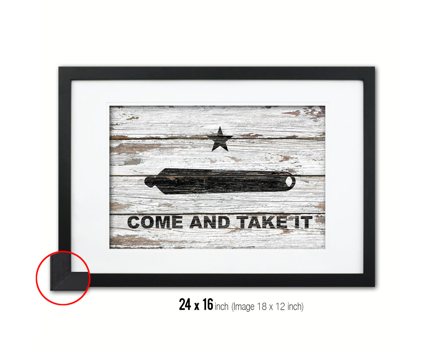 Come and take it Wood Rustic Flag Wood Framed Print Wall Art Decor Gifts