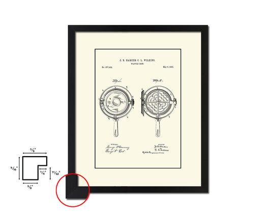 Waffle Iron Home Vintage Patent Artwork Black Frame Print Wall Art Decor Gifts