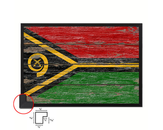 Vanuatu Country Wood Rustic National Flag Wood Framed Print Wall Art Decor Gifts