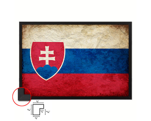 Slovakia Country Vintage Flag Wood Framed Print Wall Art Decor Gifts