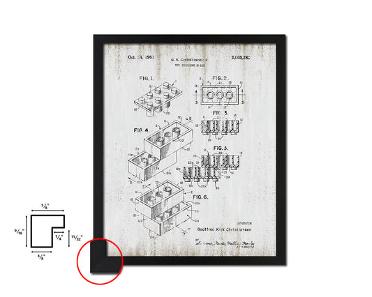 Legos Building Block Toy Vintage Patent Artwork Black Frame Print Gifts