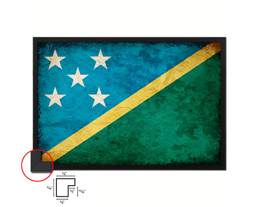 Solomon Island Country Vintage Flag Wood Framed Print Wall Art Decor Gifts