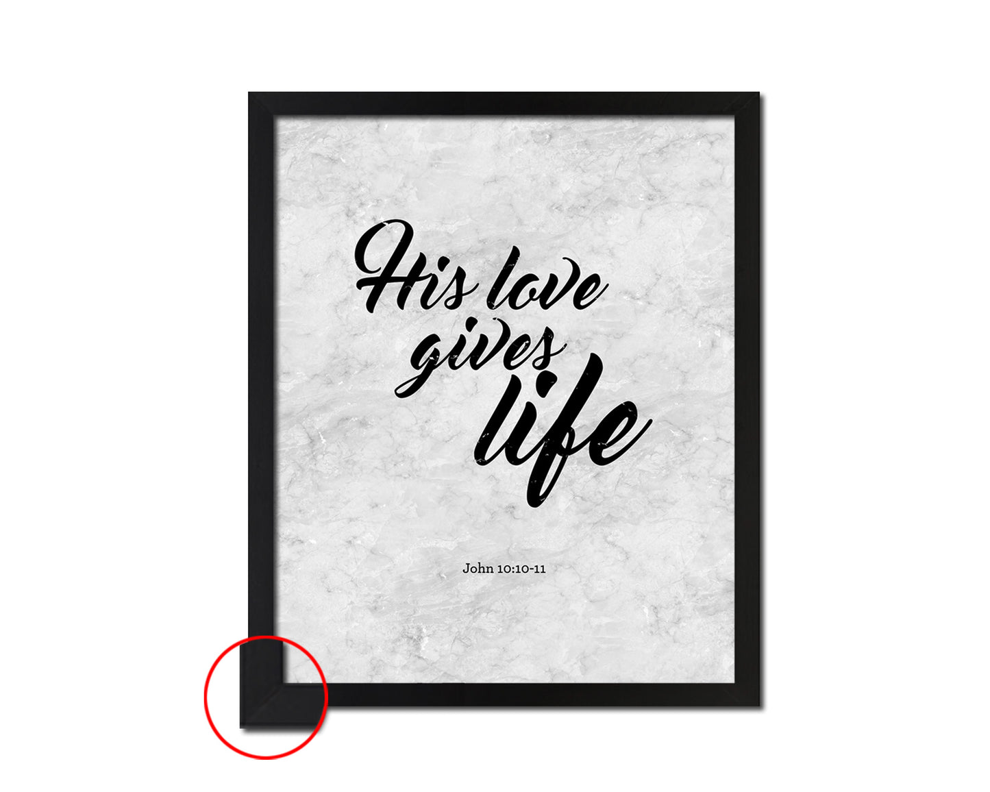 His love gives life, John 10:10-11 Bible Scripture Verse Framed Print Wall Art Decor Gifts