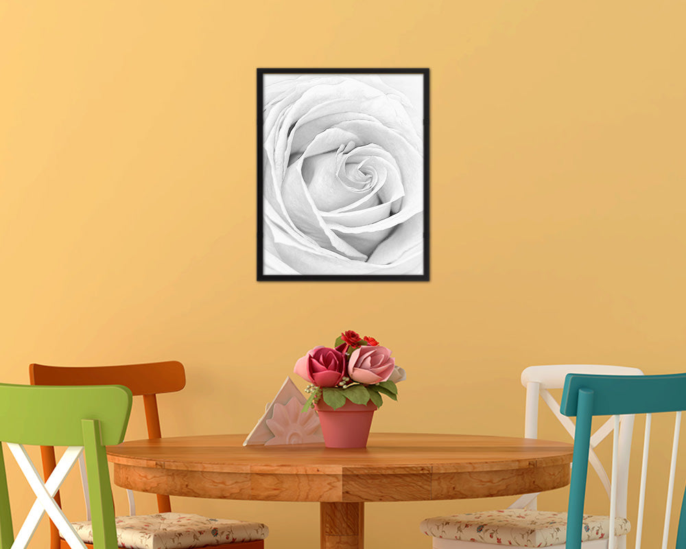 Rose White Flower Wood Framed Paper Print Wall Decor Art Gifts