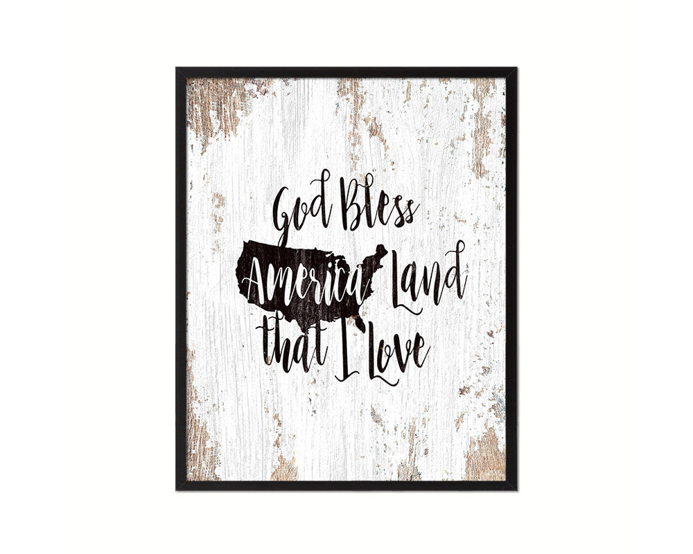 God bless America land that I love Quote Framed Print Home Decor Wall Art Gifts