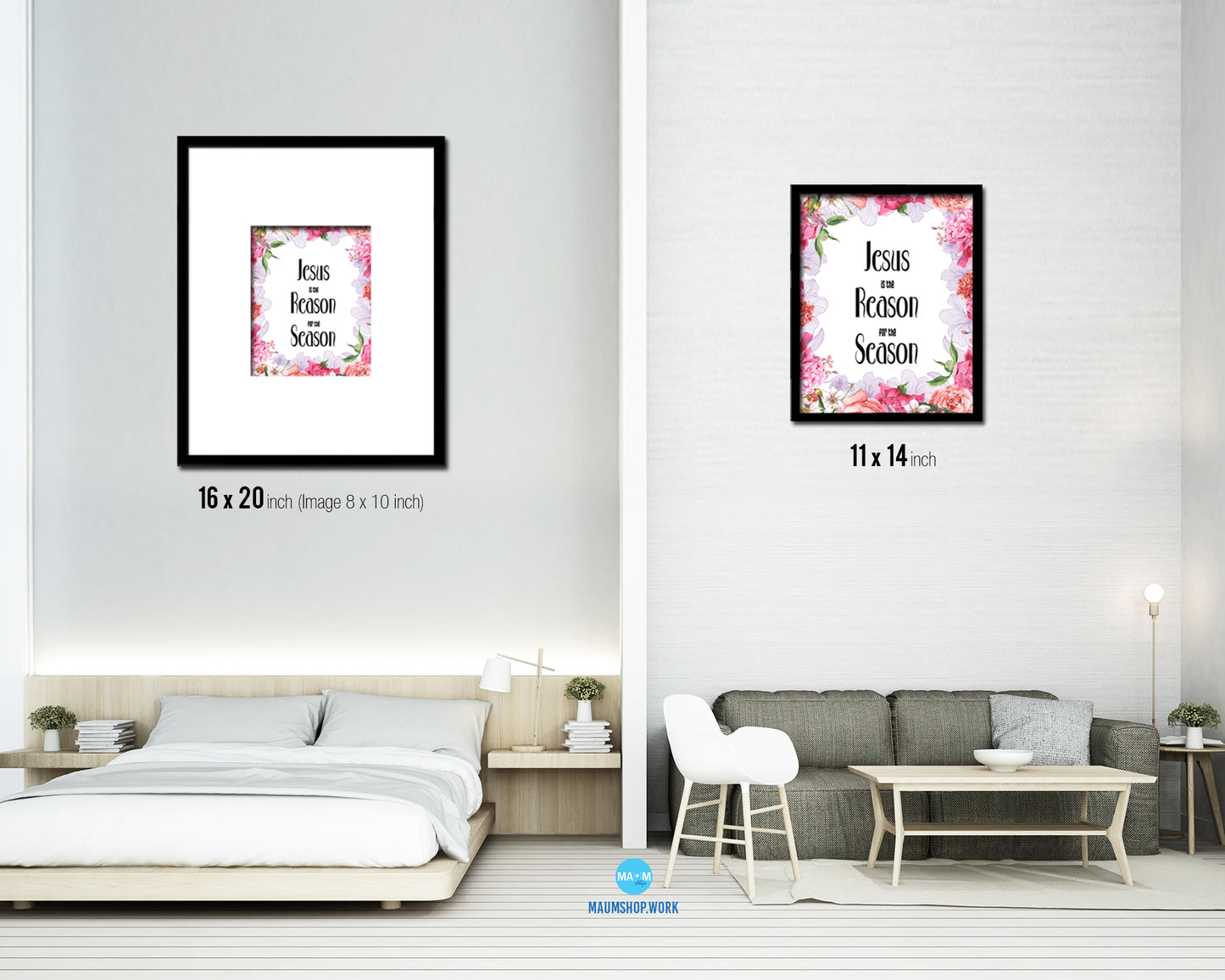 Jesus is the reason for the season Quote Framed Print Home Decor Wall Art Gifts