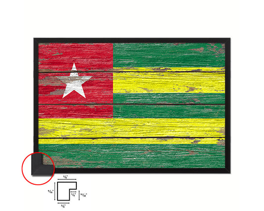 Togo Country Wood Rustic National Flag Wood Framed Print Wall Art Decor Gifts