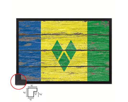 Saint Vincent & the Grenadines Country Wood Rustic National Flag Wood Framed Print Wall Art Decor Gifts