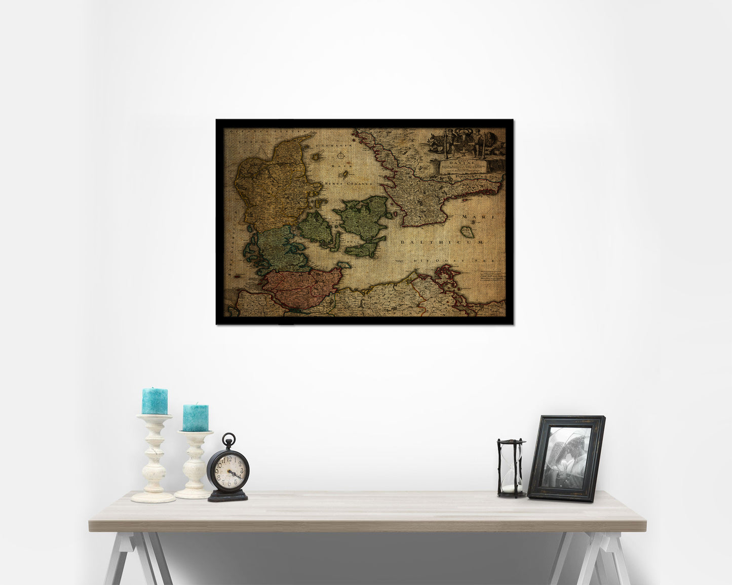 Denmark Centuries Latin Vintage Map Framed Print Art Wall Decor Gifts