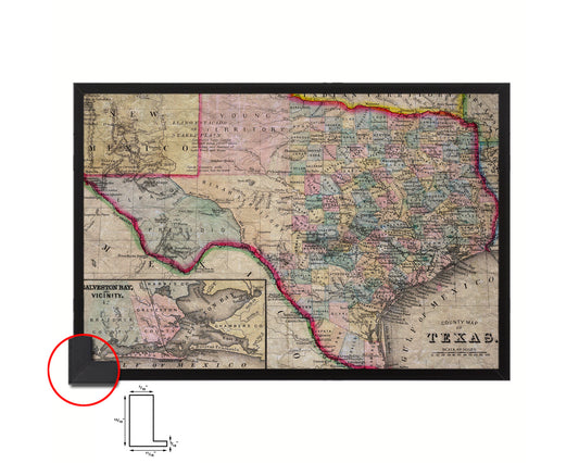 Texas Historical Map Framed Print Art Wall Decor Gifts