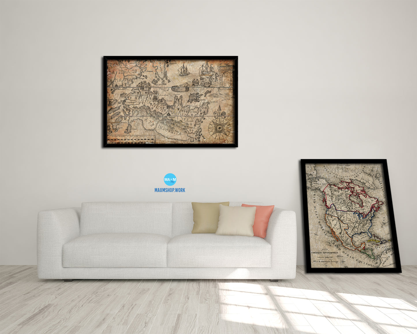 Fantasyland Pirate Antique Map Framed Print Art Wall Decor Gifts