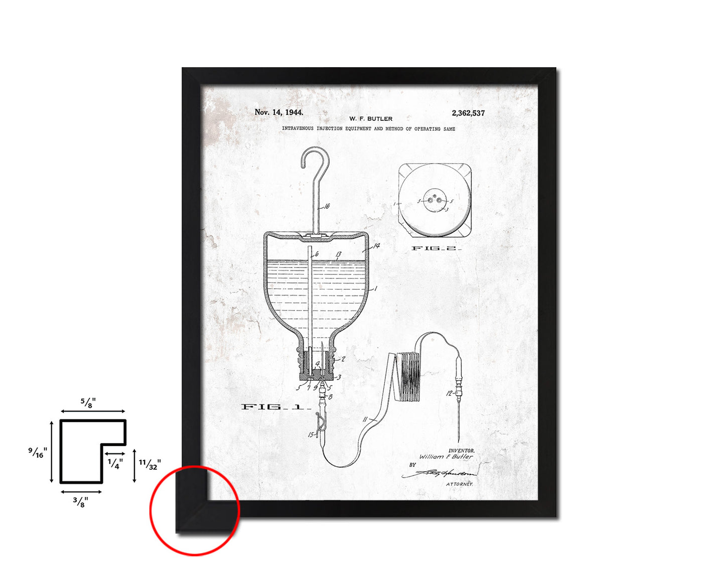 Tools Intravenous Injection Doctor Vintage Patent Artwork Black Frame Print Gifts