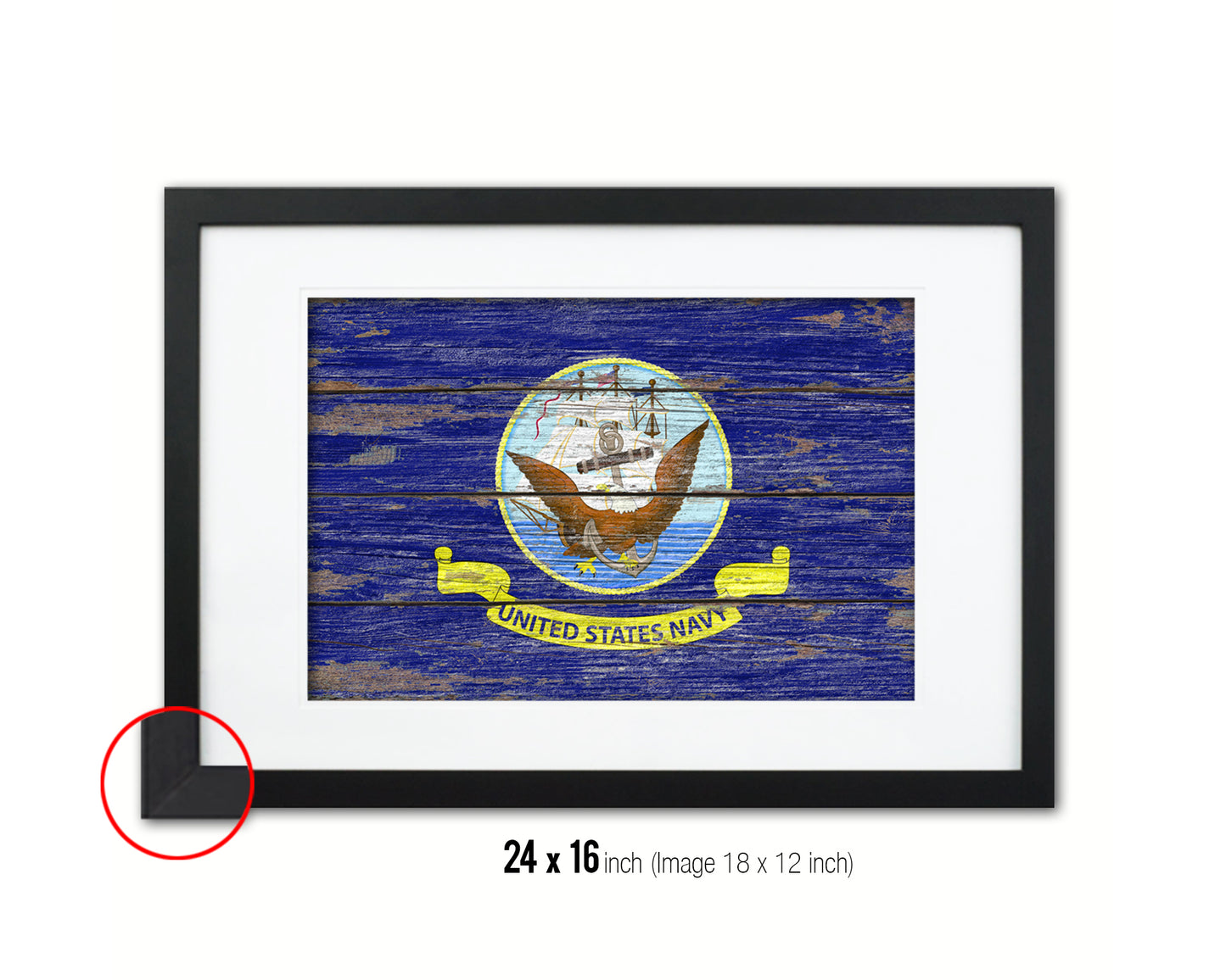 US Navy Wood Rustic Flag Wood Framed Print Wall Art Decor Gifts