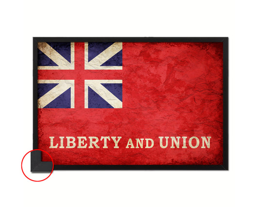 Liberty and Union Vintage Military Flag Framed Print Sign Decor Wall Art Gifts