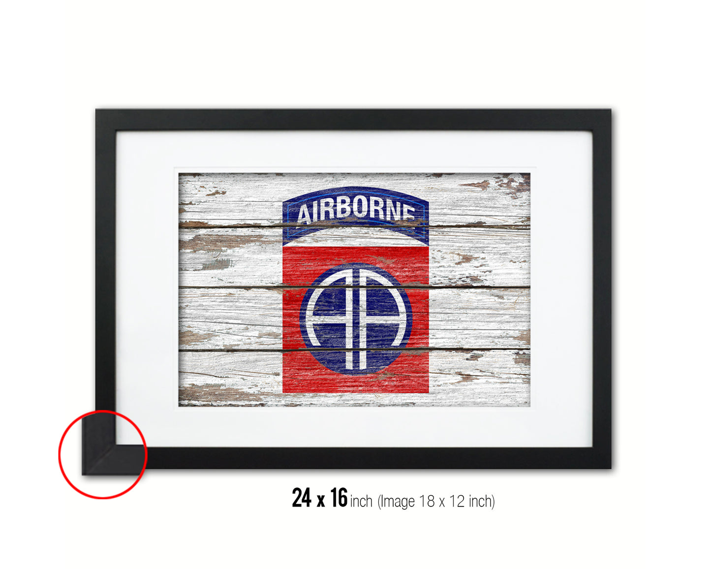 US Army 82nd Airborne Wood Rustic Flag Wood Framed Print Wall Art Decor Gifts