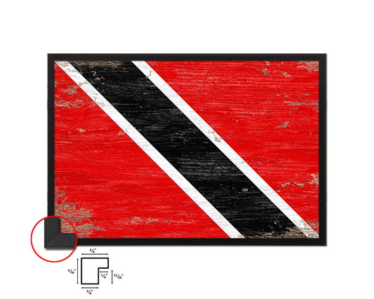 Trinidad & Tobago Shabby Chic Country Flag Wood Framed Print Wall Art Decor Gifts