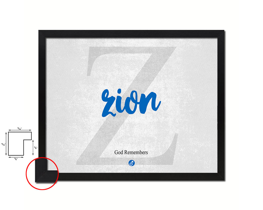 Zion Personalized Biblical Name Plate Art Framed Print Kids Baby Room Wall Decor Gifts