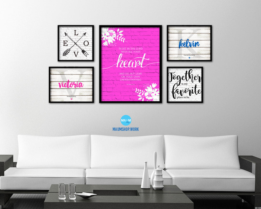 Trust in the Lord with all your Heart, Proverbs 3:5 Quote Framed Print Home Decor Wall Art Gifts