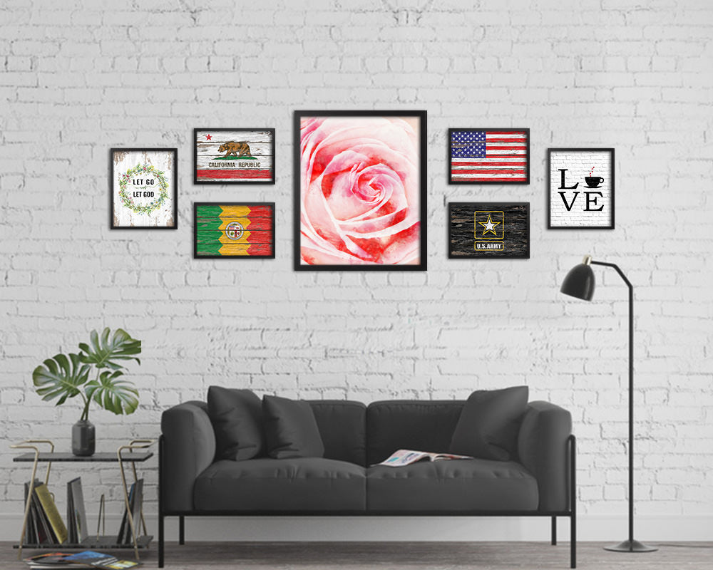 Rose Pink Flower Wood Framed Paper Print Wall Decor Art Gifts