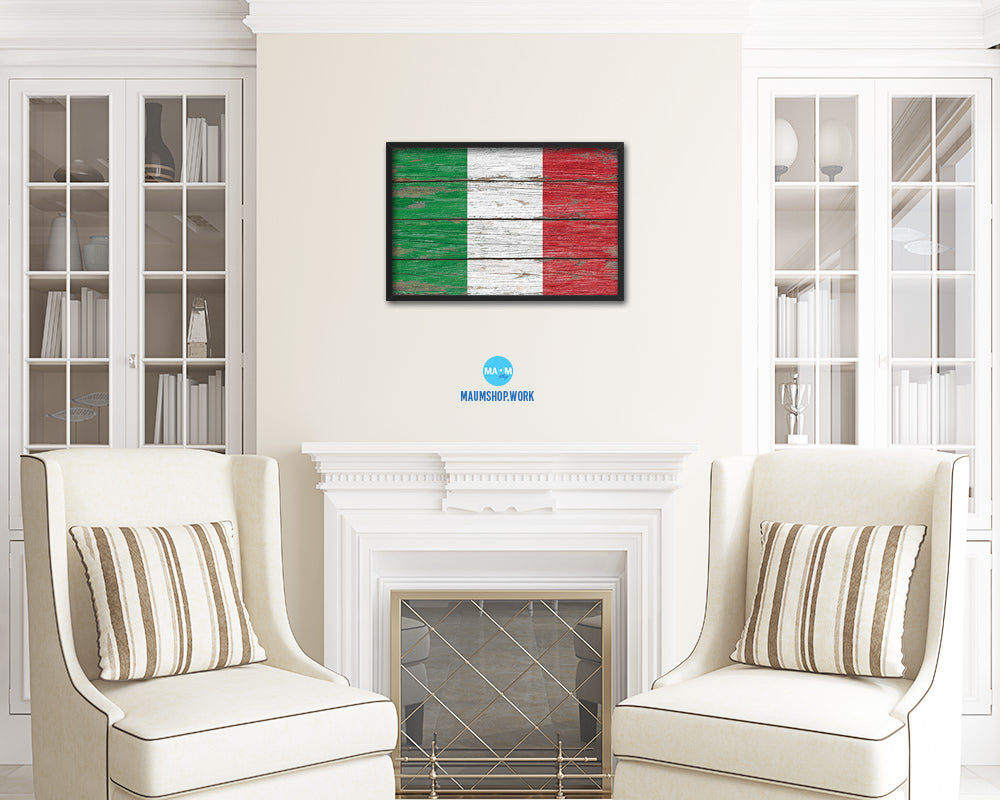 Italy Country Wood Rustic National Flag Wood Framed Print Wall Art Decor Gifts