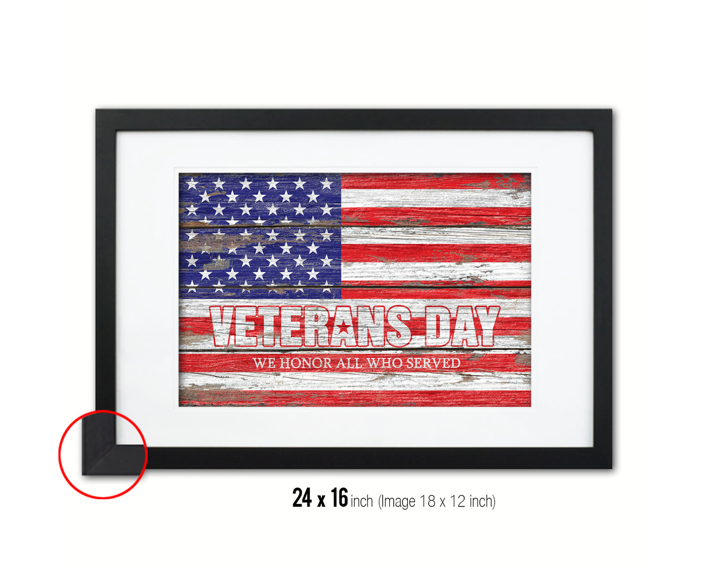 Veterans Day We honor all who served Wood Rustic Flag Wood Framed Print Wall Art Decor Gifts