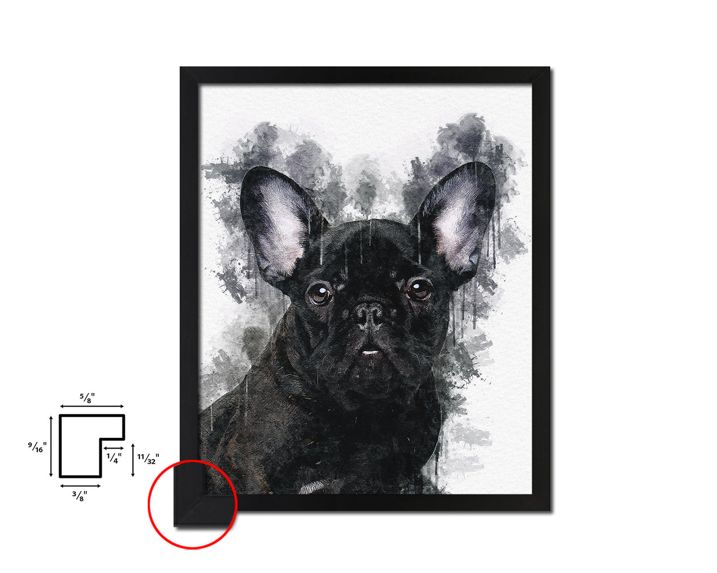 French Bulldog Dog Puppy Portrait Framed Print Pet Watercolor Wall Decor Art Gifts