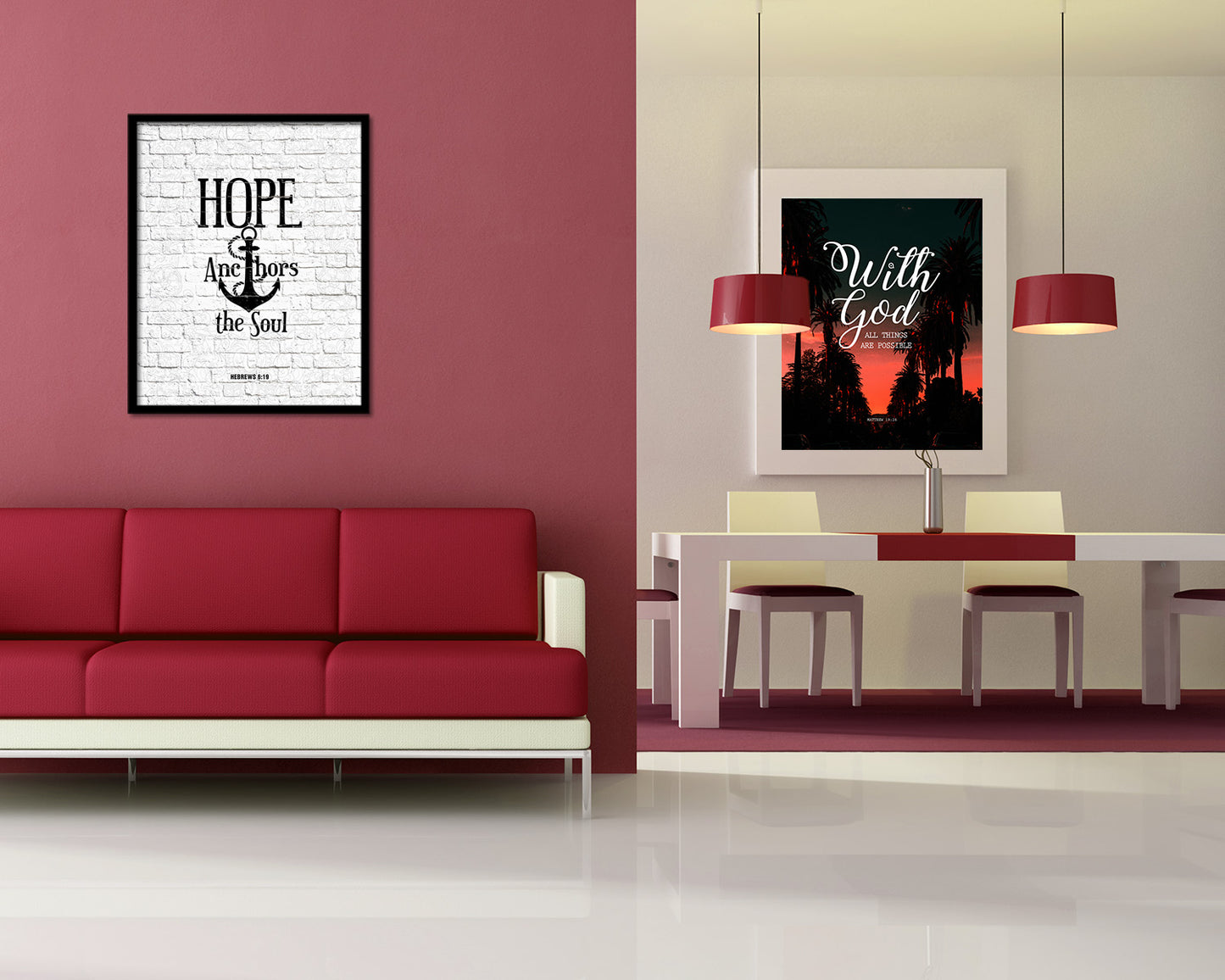 Hope anchors the soul, Hebrews 6:19 Quote Wood Framed Print Home Decor Wall Art Gifts