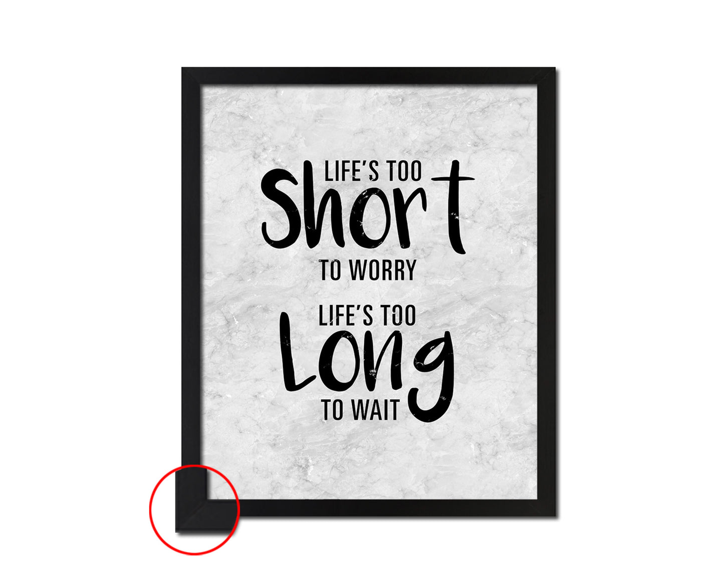 Life is too short to worry Life is too long to wait Quote Framed Print Wall Art Decor Gifts