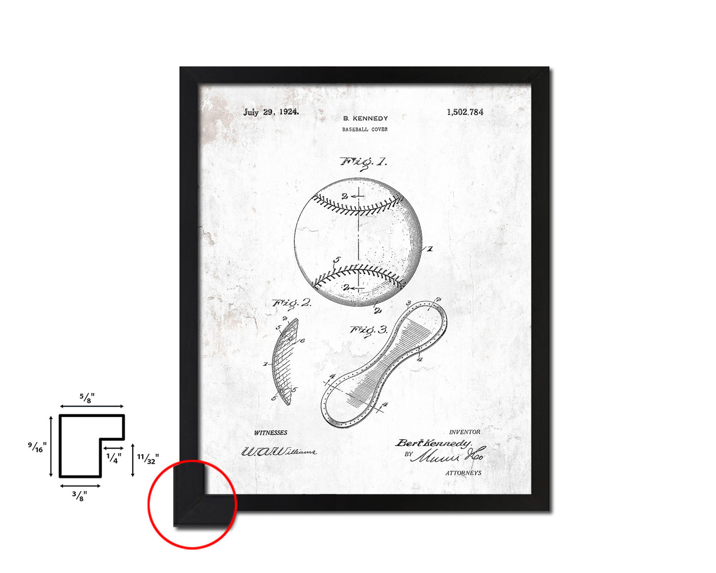 Baseball Cover Sports Vintage Patent Artwork Black Frame Print Gifts