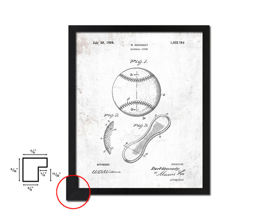 Baseball Cover Sports Vintage Patent Artwork Black Frame Print Gifts