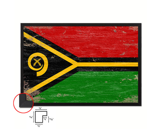 Vanuatu Shabby Chic Country Flag Wood Framed Print Wall Art Decor Gifts