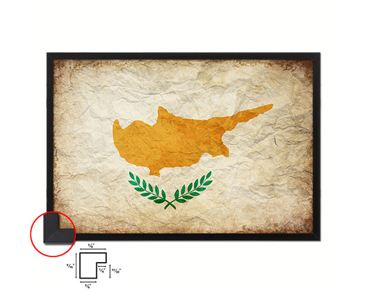 Cyprus Country Vintage Flag Wood Framed Print Wall Art Decor Gifts