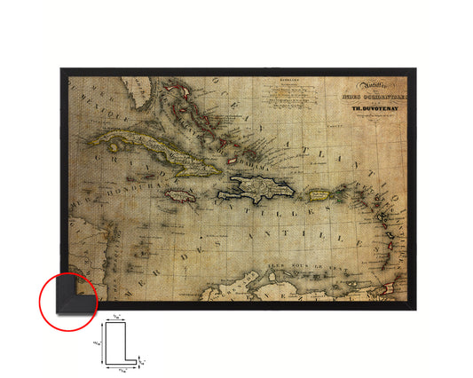 West Indies and Caribbean 1846 Vintage Map Framed Print Art Wall Decor Gifts