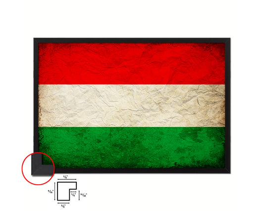 Hungary Country Vintage Flag Wood Framed Print Wall Art Decor Gifts