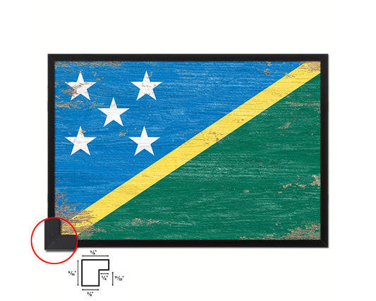 Solomon Island Shabby Chic Country Flag Wood Framed Print Wall Art Decor Gifts