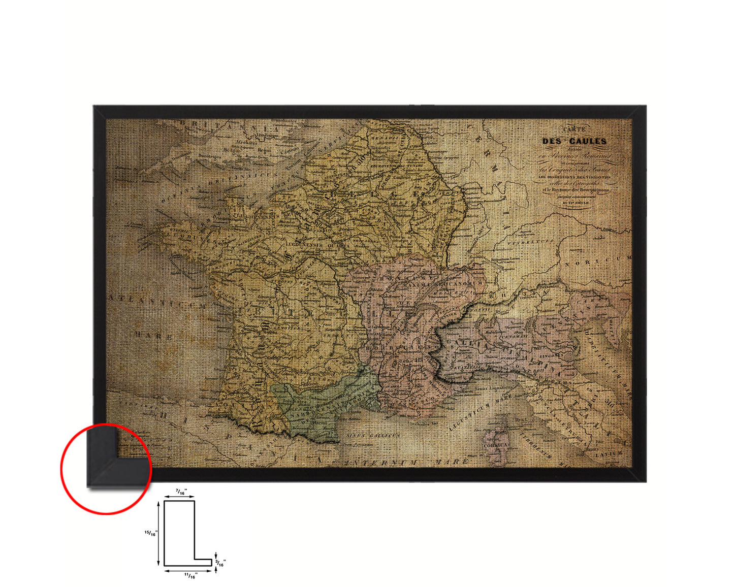 France Vintage Map Framed Print Art Wall Decor Gifts