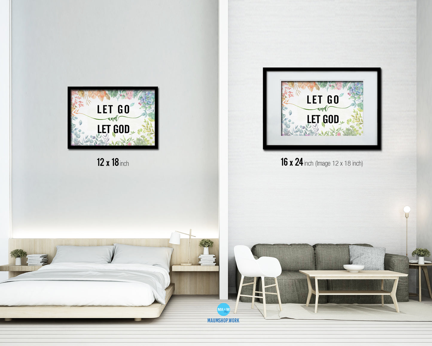 Let go and let God Bible Verse Scripture Framed Print Wall Decor Art Gifts