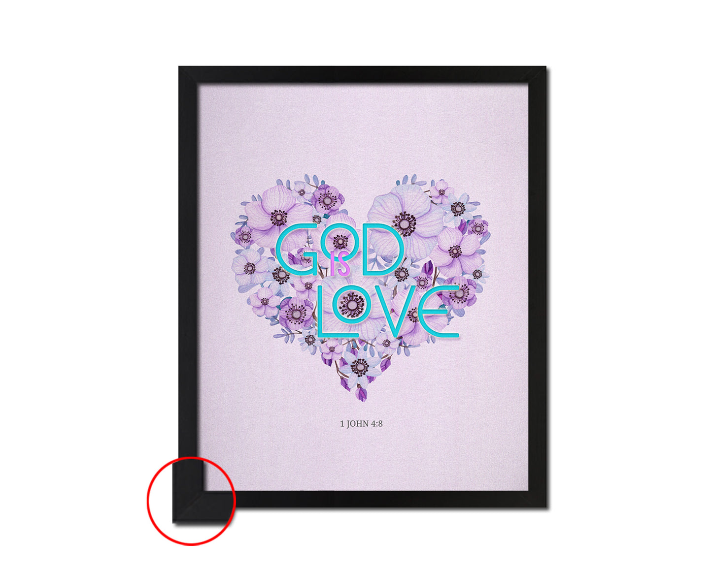 God is love, 1 John 4:8 Bible Verse Scripture Framed Print Wall Decor Art Gifts