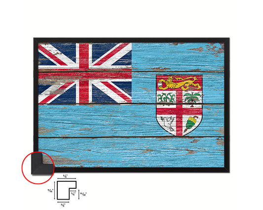 Fiji Country Wood Rustic National Flag Wood Framed Print Wall Art Decor Gifts