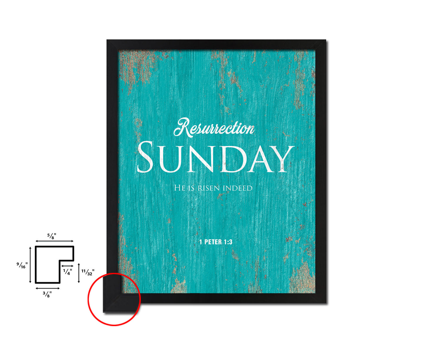 Resurrection Sunday He is risen indeed, 1 Peter 1:3 Quote Framed Print Home Decor Wall Art Gifts