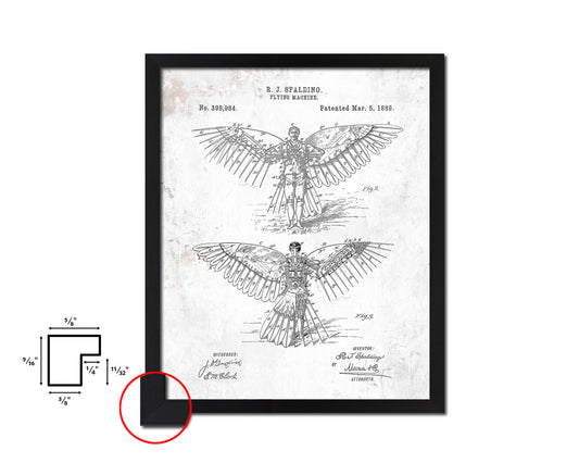 Flying Machine Airplane Vintage Patent Artwork Black Frame Print Wall Art Decor Gifts