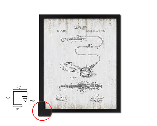 Dental Mallet Dentist Vintage Patent Artwork Black Frame Print Wall Art Decor Gifts