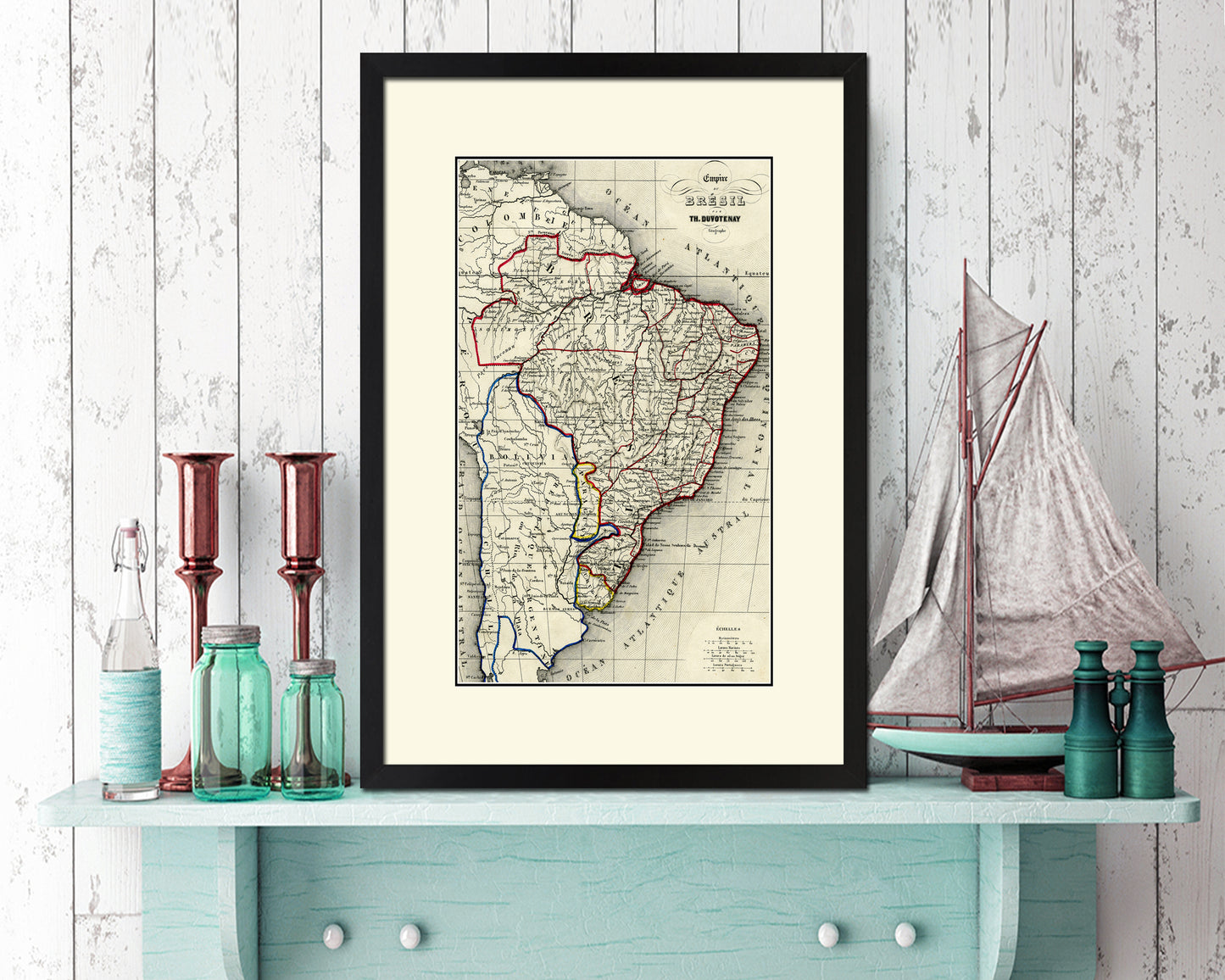 Brazil Old Map Wood Framed Print Art Wall Decor Gifts