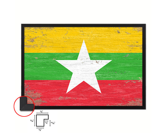 Myanmar Shabby Chic Country Flag Wood Framed Print Wall Art Decor Gifts